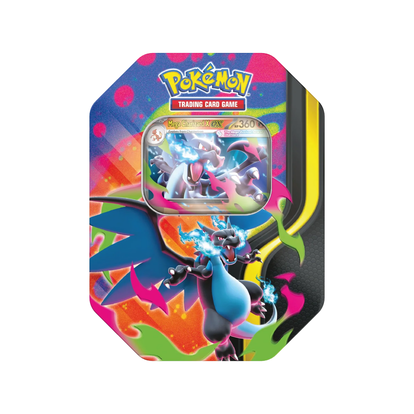 Mega Charizard X ex (black/blue) – Tin (English)